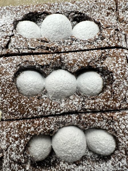 Brownies with Cadbury Snowballs